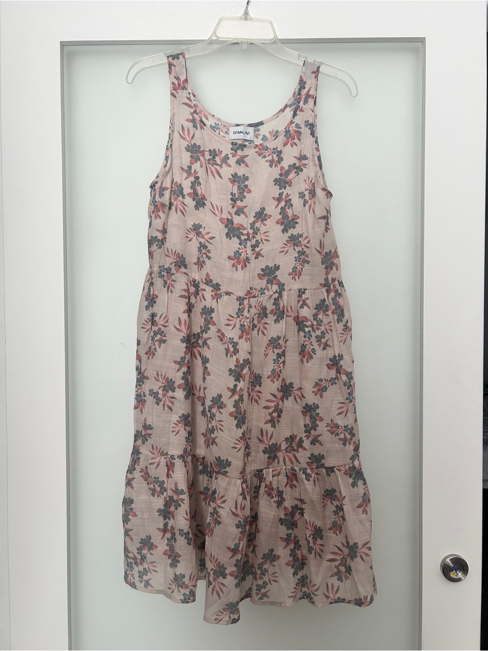Sam + Lavi tan floral flowy mini dress tiered small